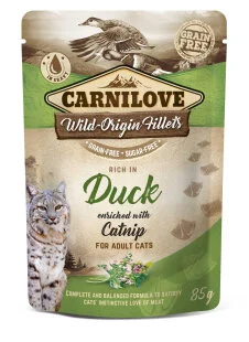 Вологий корм Carnilove cat pouch для котів, з качкою і котячою м'ятою