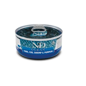 Вологий беззерновий корм Farmina N&D Grain Free Ocean Tuna, Cod, Shrimp and Pumpkin для дорослих котів з тунцем, тріскою, креветкою і гарбузом