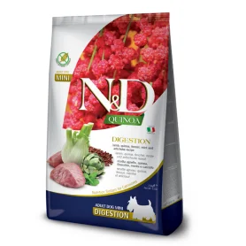 Сухий беззерновий корм Farmina N&D Quinoa Dog Digestion Lamb and Fennel Adult Mini при порушеннях травлення у дорослих собак дрібних порід, з ягням та кіноа