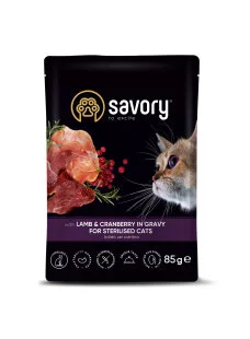 Вологий корм Savory Cat Adult Sterilised, with Lamb and Cranberry - для дорослих стерилізованих котів, з ягням та журавлиною