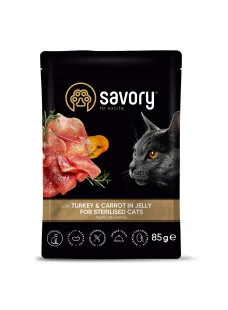 Вологий корм Savory Cat Adult Sterilised, with Turkey and Carrot - для дорослих стерилізованих котів, з індичкою та морквою