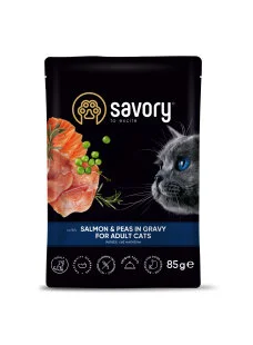 Вологий корм Savory Cat Adult, with Salmon and Peas - для дорослих котів, з лососем та горошком