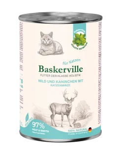 Консервированный корм Baskerville (Баскервиль) KF Holistic Wild und Kaninchen - для взрослых кошек, с олениной, кроликом и кошачьей мятой