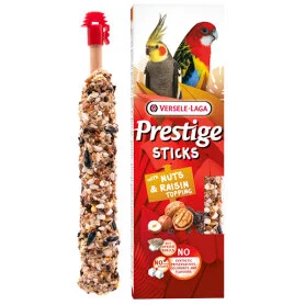 Лакомство Versele-Laga Prestige Sticks Parrots Nuts & Raisin topping - для средних и крупных попугаев, с фундуком, грецкими орехами и изюмом