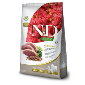 Сухий беззерновий корм Farmina N&D Quinoa Neutered для кастрованих та стерилізованих собак середніх та великих порід, з качкою, кіноа, броколі та спаржею