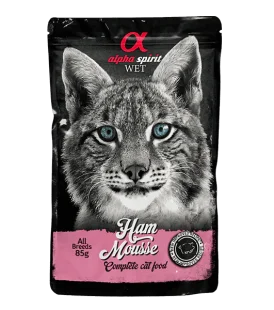 Полнорационный влажный корм Alpha Spirit Ham Mousse – для взрослых кошек, со свининой