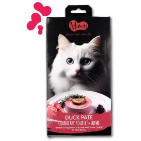 Жидкое лакомство Mavsy (Мавси) Creamy Superfood Dock Breast Pate with Cranberry Souffle and Thyme - для кошек, в виде паштета из утиной грудки, клюквенного суфле и тимьяна (5 стиков по 15 г)