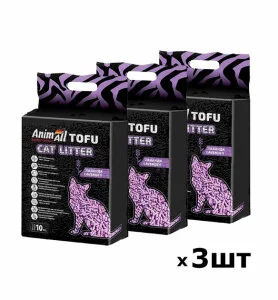 Набір соєвих наповнювачів AnimAll Tofu, з ароматом лаванди 10 л/4,66 кг х 3 шт