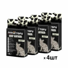 Набір соєвих наповнювачів AnimAll Tofu, без аромату 6 л/2,6кг х 4 шт