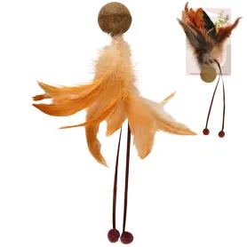 Іграшка Flamingo Catnip Ball and Feather для котів, з котячою м'ятою
