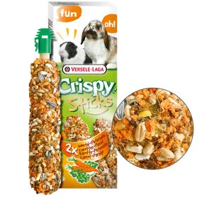 Лакомство Versele-Laga Crispy Sticks Carrot&Parsley - для кроликов, морских свинок, с кусочками моркови и зеленью петрушки