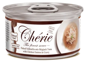 Влажный беззерновой корм Cherie Signature Gravy Mix Tuna & Chiсken – для кошек любого возраста и породы, с нежными кусочками желтоперого тунца и курицы в соусе