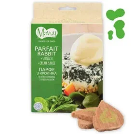 Лакомство Mavsy Freeze dried Rabbit parfait on Spinach pillov with Cream - для собак от 3-х месяцев, парфе из кролика на шпинатной подушке со сливочным соусом