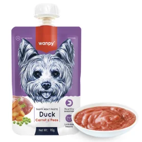 Жидкий корм Wanpy Duck Carrot & Pea – крем-пюре для собак, со вкусом утки и моркови