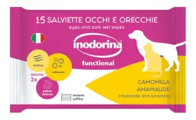 Салфетки Inodorina Functional Camomilla для гигиенического ухода за ушами и глазами собак и кошек с ромашкой 