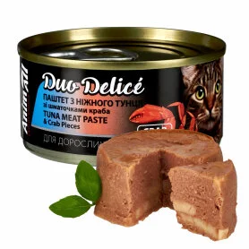 Влажный корм AnimAll (АнимАлл) Duo Delice - для кошек, из тунца с кусочками краба