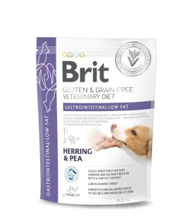 Беззерновой сухой корм Brit VetDiet Dog Gastrointestinal-Low Fat для собак при проблемах с пищеварением с ограниченным содержанием жира, с сельдью