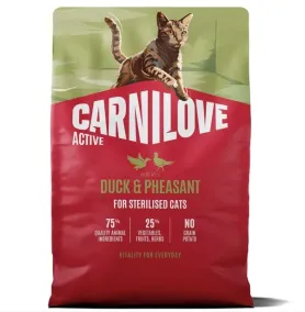 Сухий беззерновий корм Carnilove Active Duck & Pheasant Sterilised - для стерилізованих котів, з качкою та фазаном