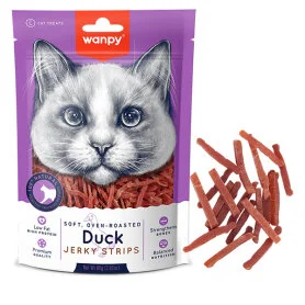 Лакомство Wanpy Soft Duck Jerky Strips - вяленые полоски для кошек, из филе утки