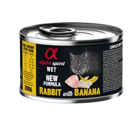 Полнорационный влажный корм Alpha Spirit Rabbit with Banana для взрослых кошек всех пород, с кроликом и бананами