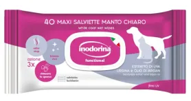 Салфетки Inodorina Functional Estratto Di Uva Ursina E Olio Di Argan для собак и кошек с белой шерстью с аргановым маслом и ароматом тиаре