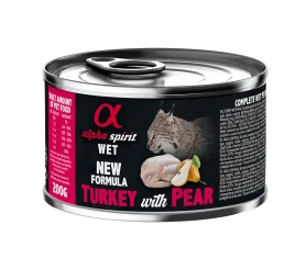 Полнорационный влажный корм Alpha Spirit Turkey with Pear для взрослых кошек всех пород, с индейкой и свежими грушами