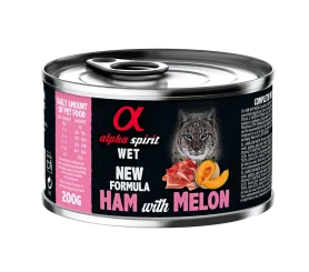 Полнорационный влажный корм Alpha Spirit Ham with Melon для взрослых кошек всех пород, со свининой и дыней