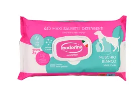 Салфетки Inodorina Everyday Muschio Bianco для всех типов шерсти кошек, собак и мелких животных с ароматом белого мускуса