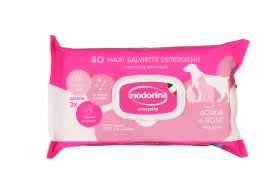 Салфетки Inodorina Everyday Acqua di Rose для всех типов шерсти кошек, собак и мелких животных с ароматом розы