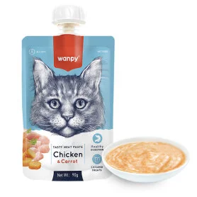 Жидкий корм Wanpy Chicken & Carrot крем-пюре для кошек, с курицей и морковью
