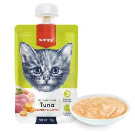 Жидкий корм Wanpy Tuna Chicken & Carrot крем-пюре для кошек, с тунец, курицей и морковью