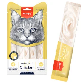 Жидкое лакомство Wanpy Creamy Lickable Treats Chicken для кошек, с курицей (5 стиков по 14 г)