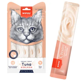 Жидкое лакомство Wanpy Creamy Lickable Treats Tuna & Salmon для кошек, с лососем и тунцем (5 стиков по 14 г)