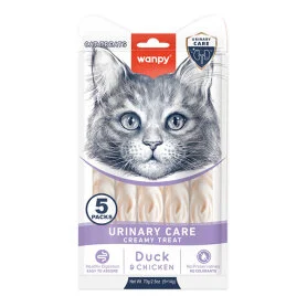 Жидкое функциональное лакомство Wanpy Functional Creamy Lickable Treat Urinary Care - при мочекаменной болезни у кошек, с уткой и курицей (5 стиков по 14 г)