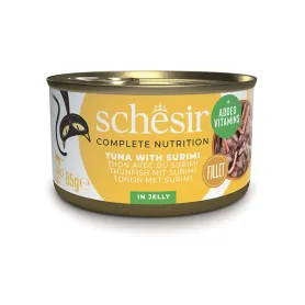 Полнорационный влажный корм Schesir Cat Tuna Surimi для кошек с тунцом и сурими в желе