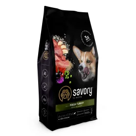 Сухий корм Savory All Breed Sterilised rich in Fresh Turkey - для дорослих стерилізованих собак усіх порід, зі свіжою індичкою
