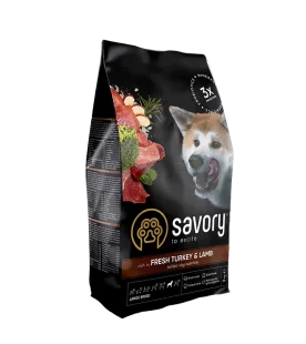 Сухий корм Savory Large Breeds rich in Fresh Turkey and Lamb - для дорослих собак великих порід, зі свіжим ягням та індичкою