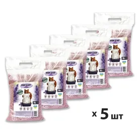 Набір соєвих наповнювачів для котячого туалету Top Cat Tofu Lavender - з ароматом лаванди (6 л/2,6 кг х 5шт)