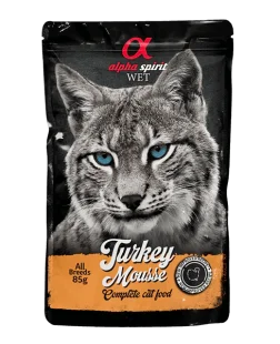 Полнорационный влажный корм Alpha Spirit Turkey Mousse – для взрослых кошек, с индейкой