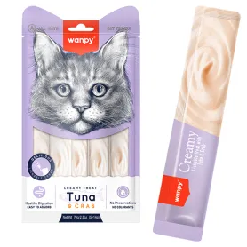 Жидкие лакомства Wanpy Creamy Lickable Treats Tuna & Crab для кошек, с тунцом и крабом (5 стиков по 14 г)